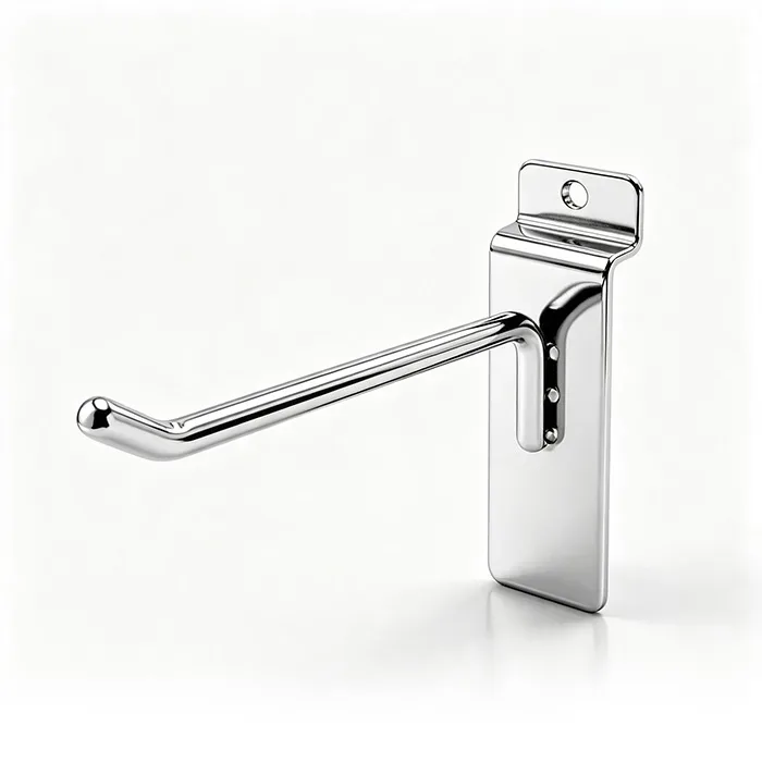  Hook Metal Chrome Hanging Wall Retail Pegboard Display Slatwall Hook Hangers with Lock for Supermarket